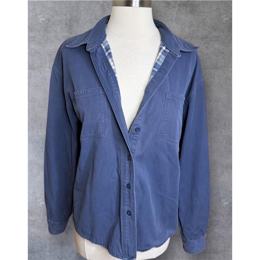 VTG Cabela’s Blue Flannel Lined Shacket Womens M Cotton Shirt Jacket Gorpcore